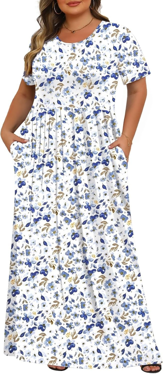 Women's Plus Size Maxi Dresses for Curvy Women Casual Long Dress