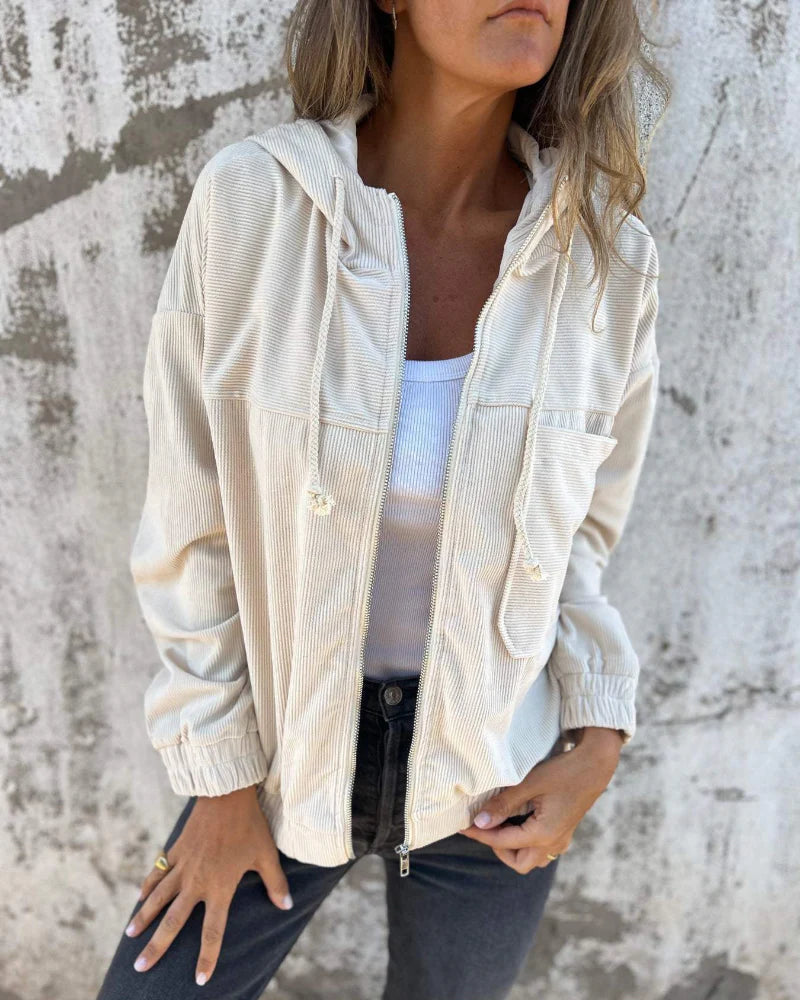 Casual Comfort Zip-Up Corduroy Jacket