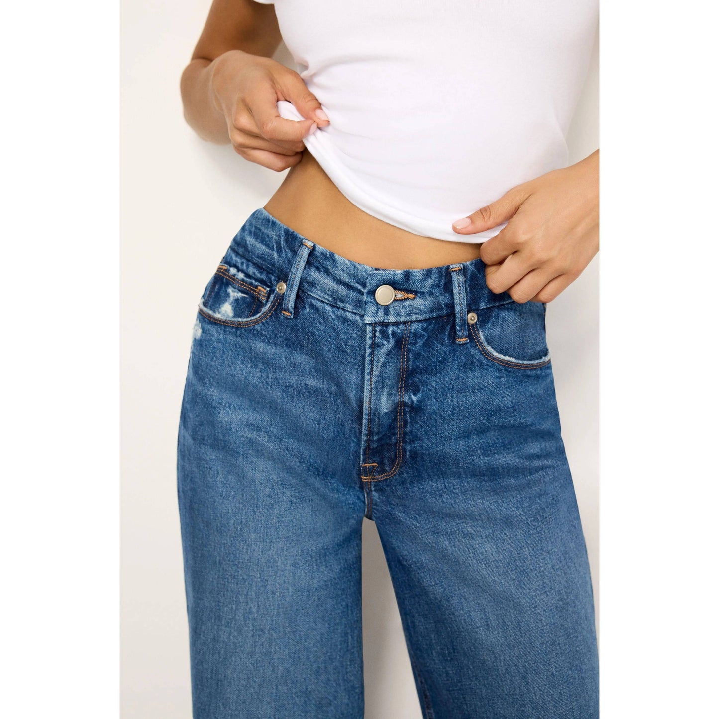 Women's High Waisted Frayed Hem Wide Leg Jeans
