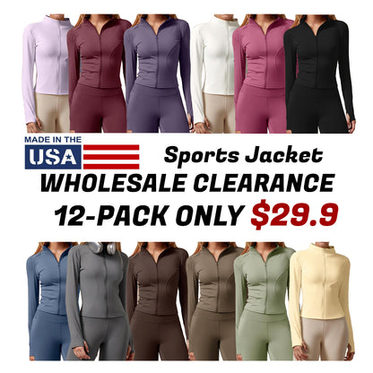Womens Full Zip Long Sleeved Sports Jacket Slim Fit Quick Dry Stretch Fabric with Thumb Holes for Running Yoga Gym Workout Outfits Activewear