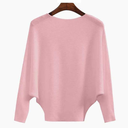 🔥New Years Sale✨️Women's Boat Neck Bat Sleeve Knitted Sweater