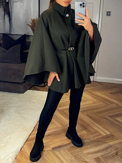 Wool Belted Cape - The Ultimate Statement in Elegant Outerwear