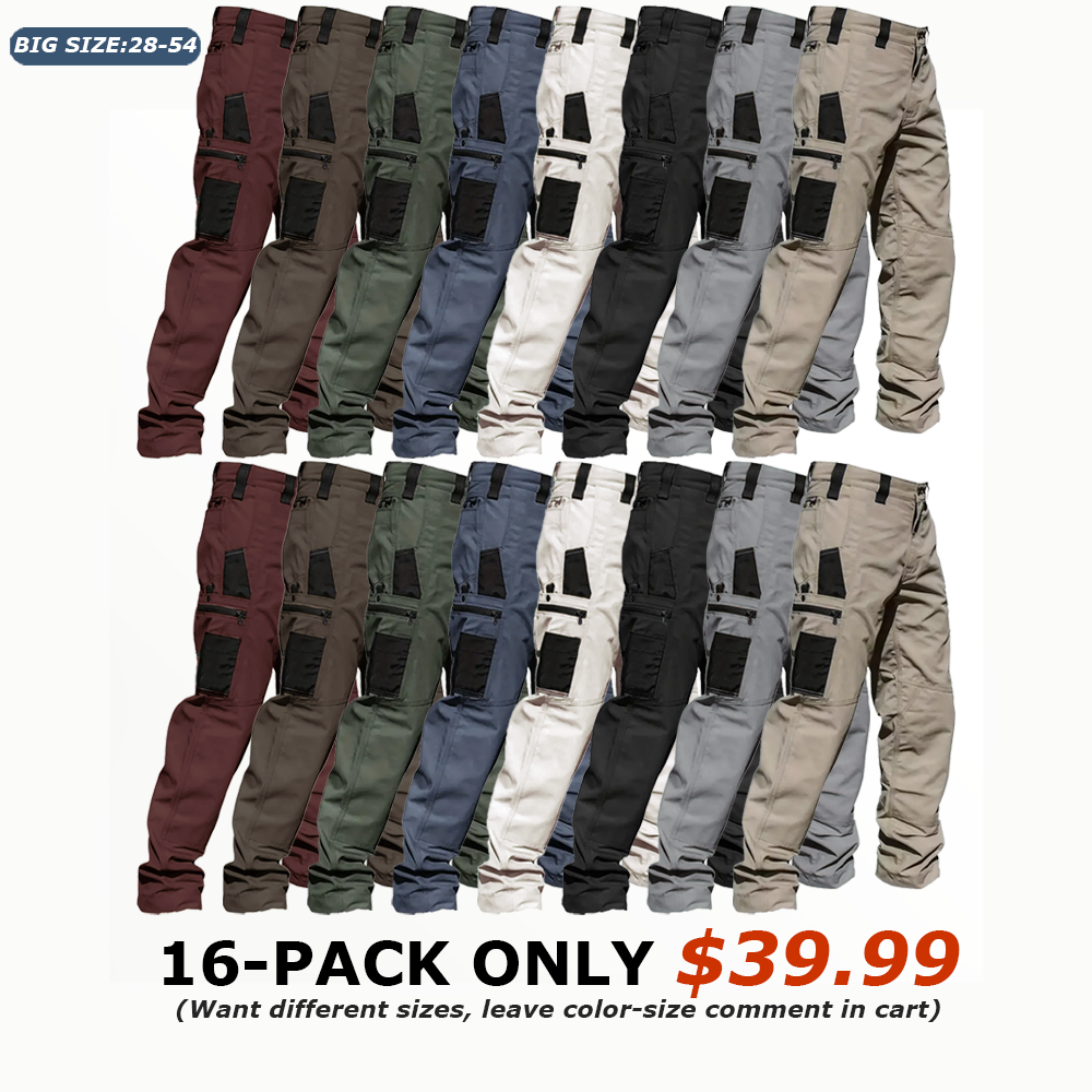 🔥 Only $29.99(All colors)🔥Men's 8-Pack Unisex 10-Pocket Heavy Duty zipper waterproof tactical Work Pants