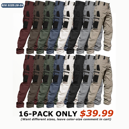 🔥 Only $29.99(All colors)🔥Men's 8-Pack Unisex 10-Pocket Heavy Duty zipper waterproof tactical Work Pants