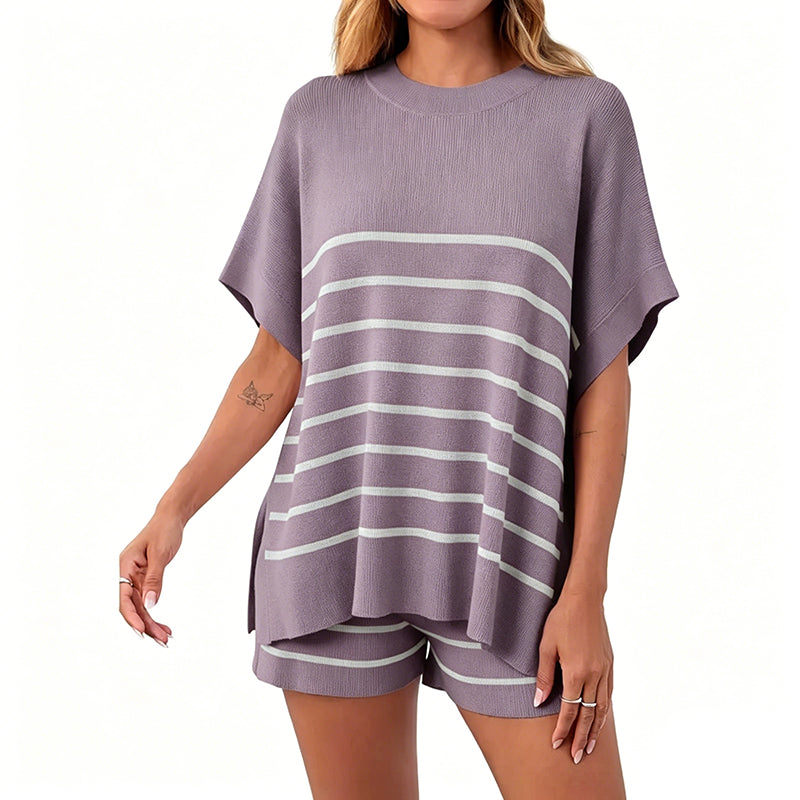 High Waisted Shorts Summer Knit Lounge Short Sets