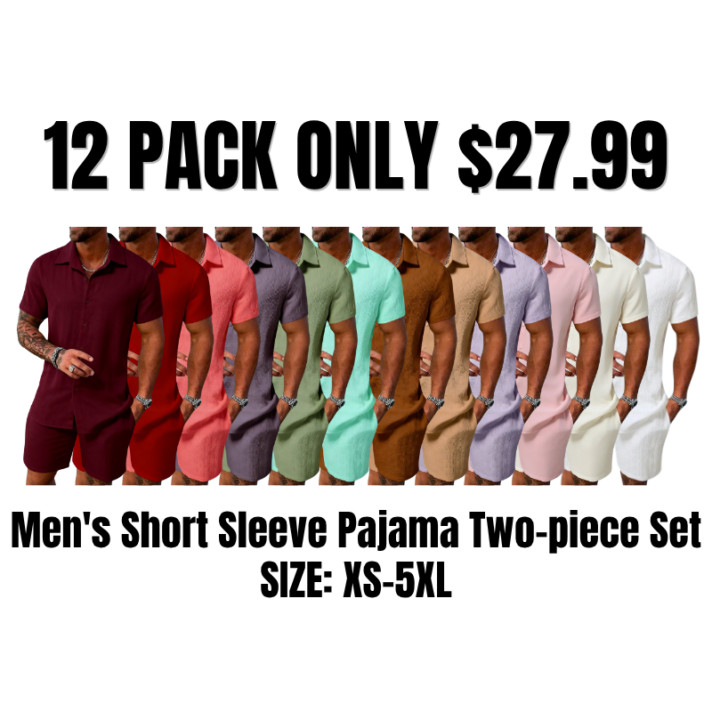 Men's Summer Beach Short Sleeve Two-piece Set