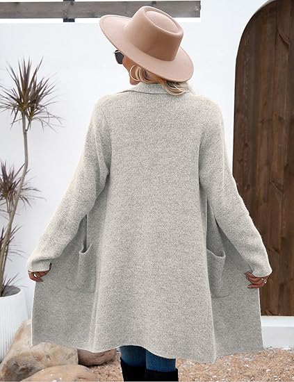 Women Fall Long Cardigan Sweater Trendy Knit Jacket Coat Dressy Blazer Coatigan