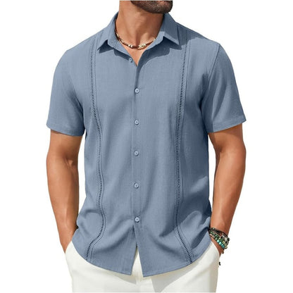 This Week's Special Price💥Men's Cuban Guayabera Shirt Short Sleeve V-Neck