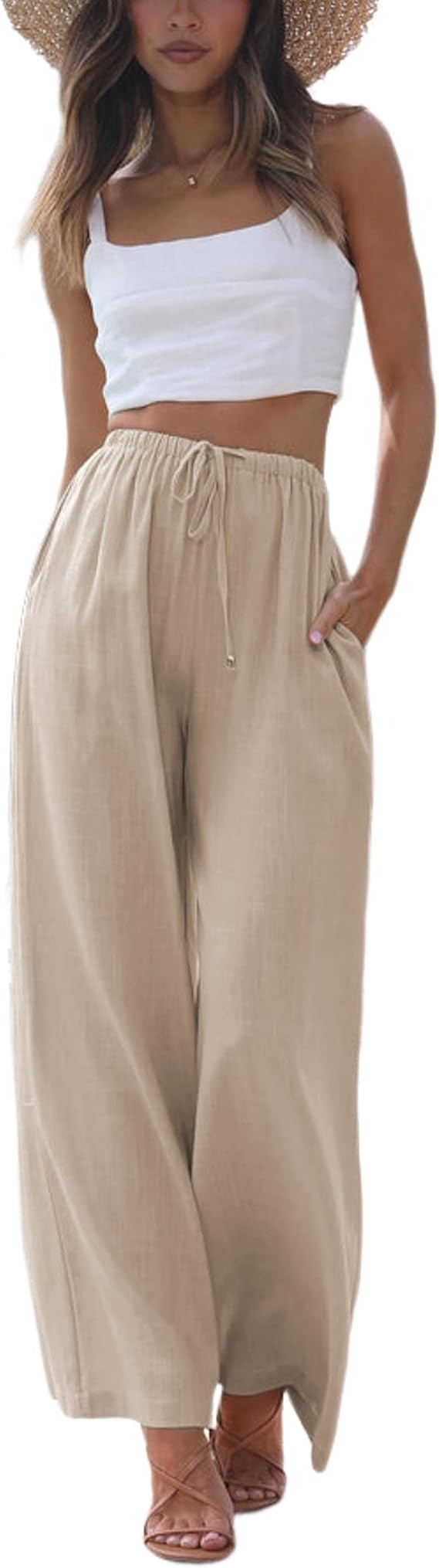 Women's Cotton Linen Summer Palazzo Pants