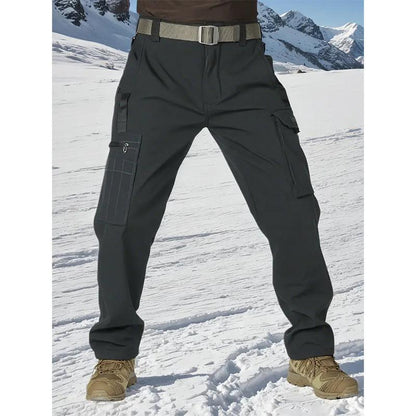 Men's Tactical Sport Pants, Multi-Pocket Windproof and Warm Fleece Pants