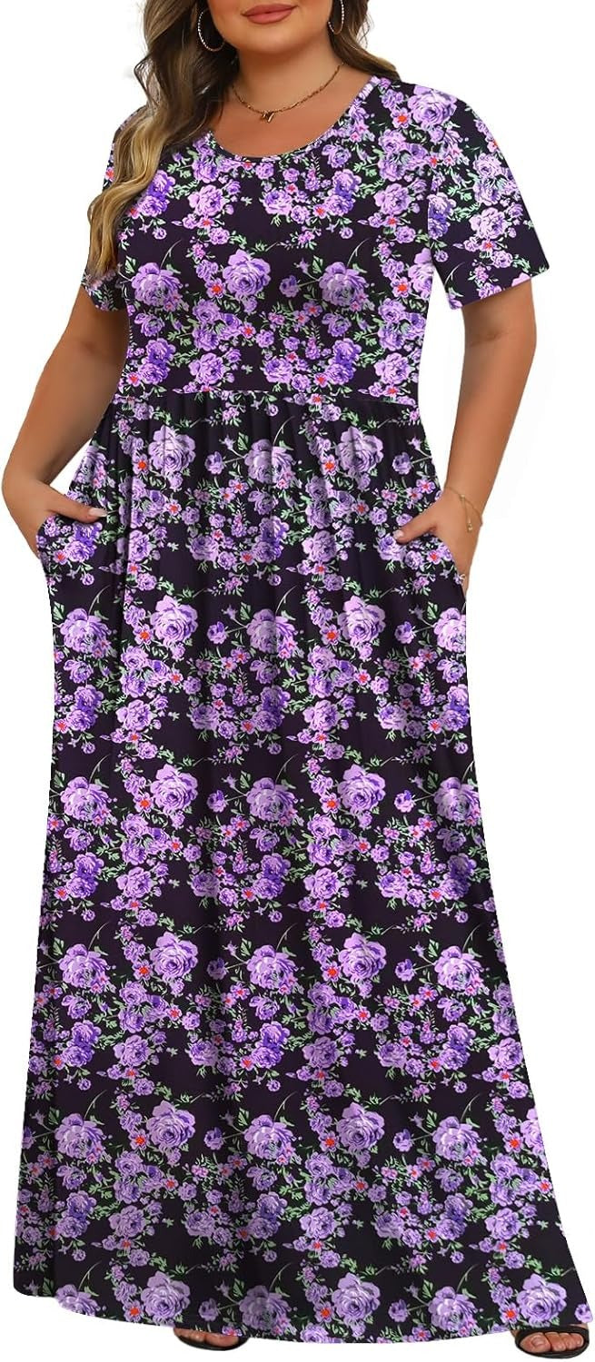 Women's Plus Size Maxi Dresses for Curvy Women Casual Long Dress