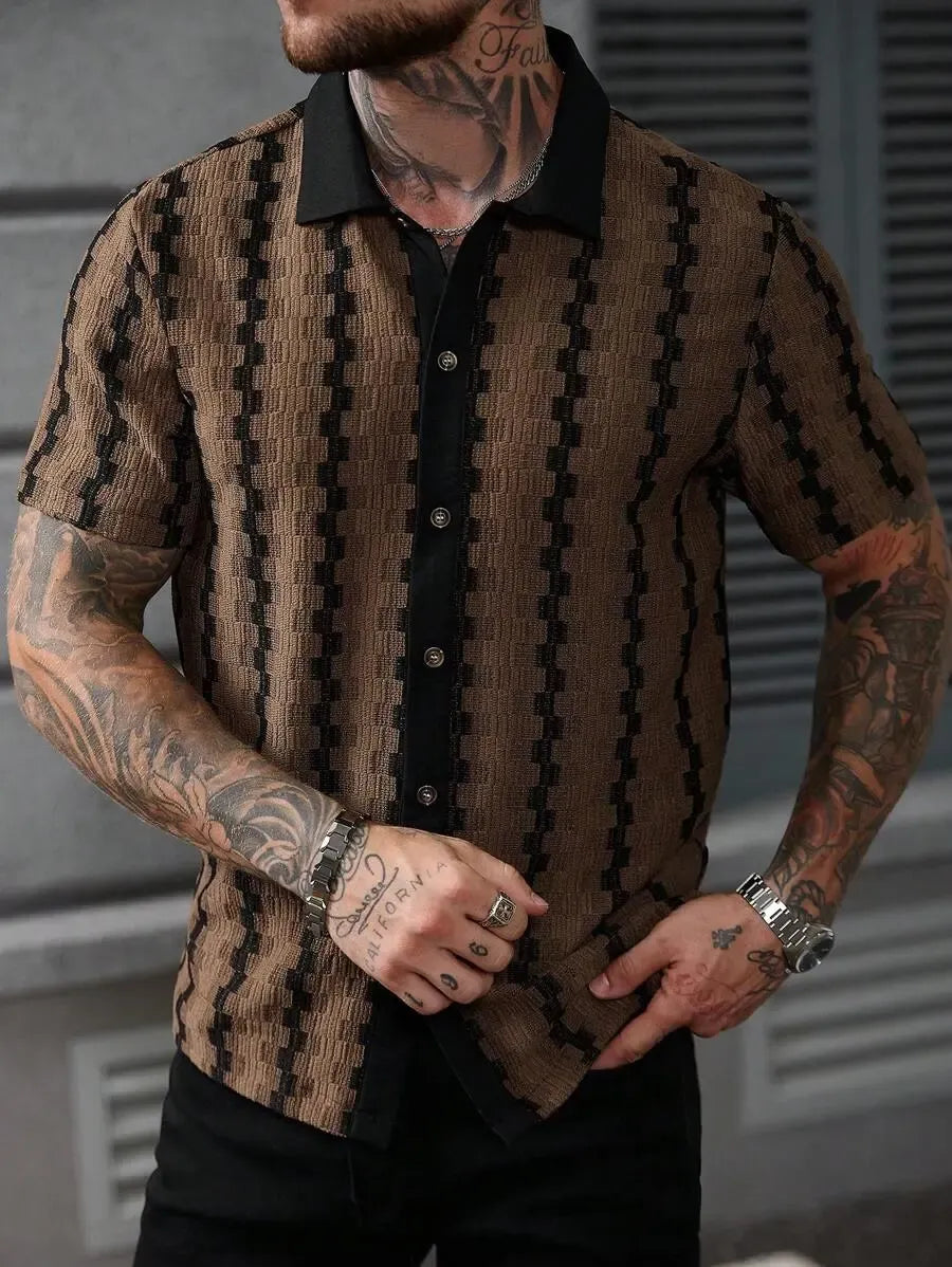 Men's Casual Plaid Stretch Short Sleeve Shirt