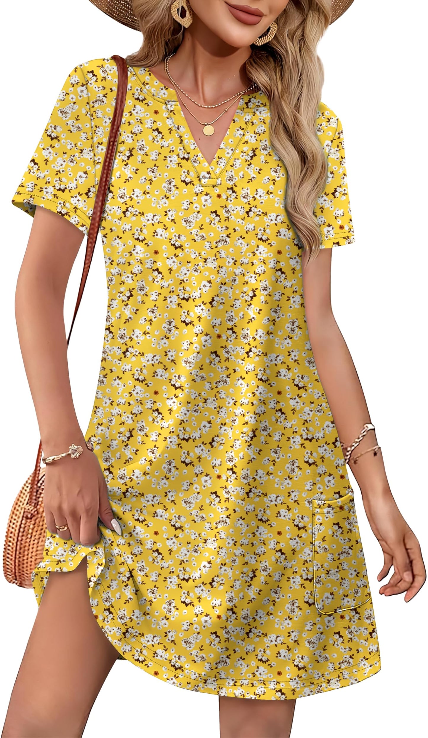 Women Casual V Neck Hawaiian Midi Dress