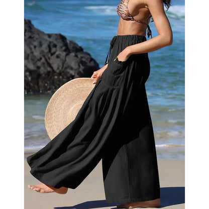 Women Casual Linen Blend Palazzo Pants