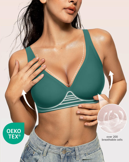 Wireless Polka Dots Deep V Seamless Bras