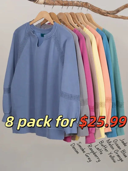 Clearance sale🔥 Your Favorite Is Back!Women's Hoodless V-neck Sweatshirt With Kangaroo Pocket Fleece Longsleeve Oversized Casual Style Shirt