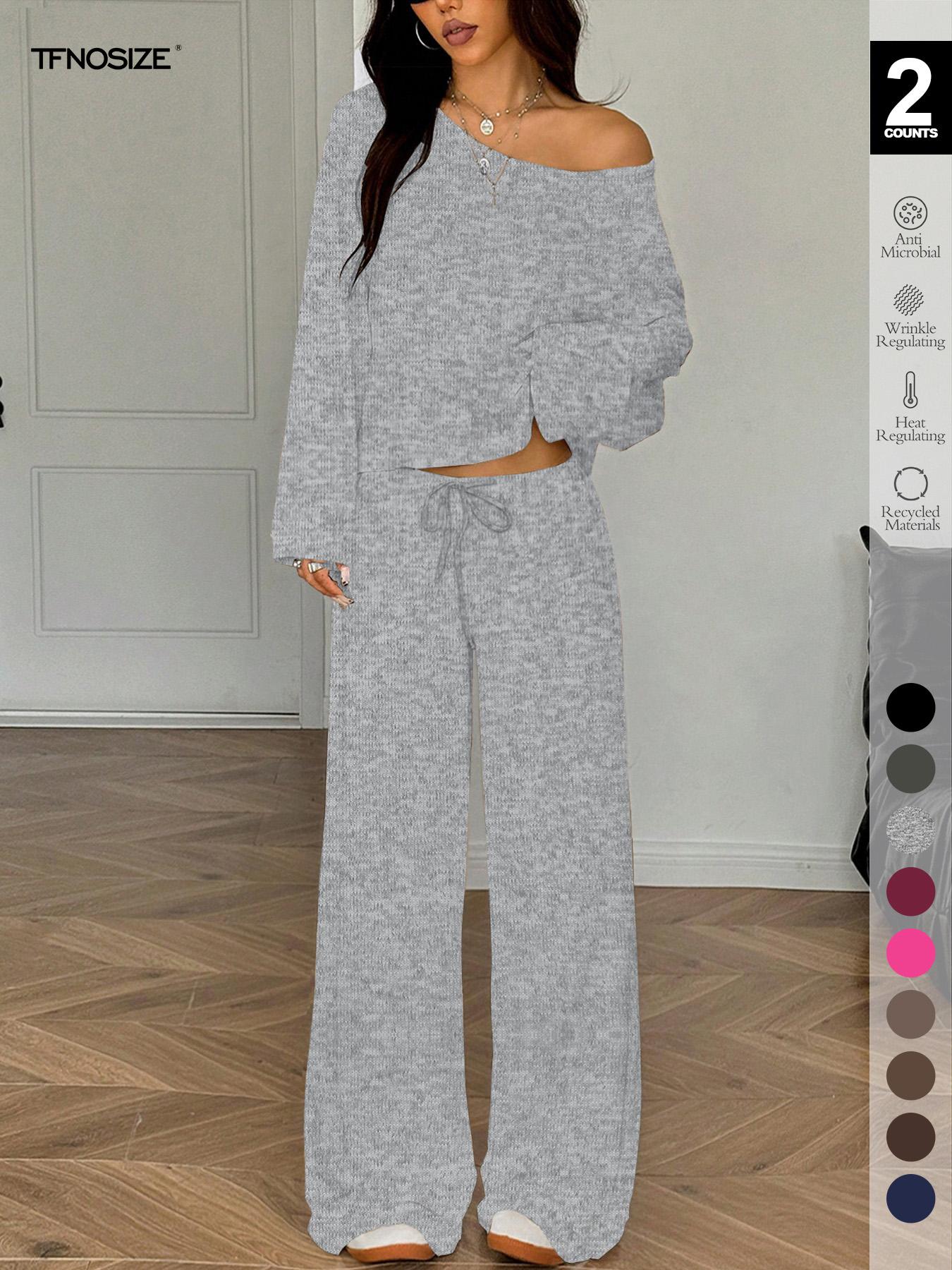 Women's Elegant Solid Color Loose-Fit Sleepwear Set