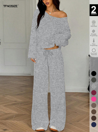 Women's Elegant Solid Color Loose-Fit Sleepwear Set