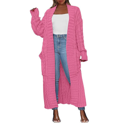 LBF-Women's Long Cardigan 2025 Oversized Coat Long Sleeve Open Cardigan Knitted Extra
