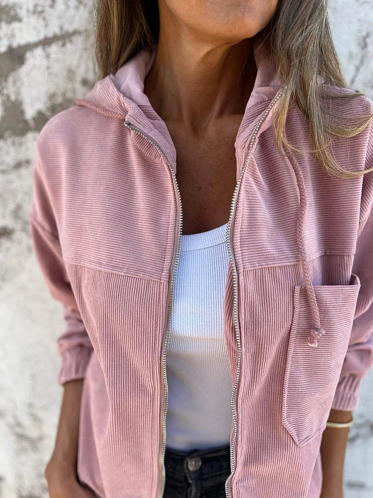 Casual Comfort Zip-Up Corduroy Jacket