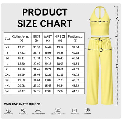 Women's Quick-Drying Athleisure Outfits - Adjustable V-Neck Strappy Top & Wide Leg Pants