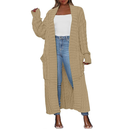 LBF-Women's Long Cardigan 2025 Oversized Coat Long Sleeve Open Cardigan Knitted Extra