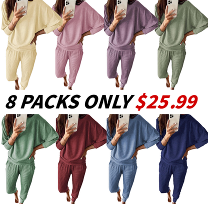 Women's Lounge Matching Set, Short Sleeve Top & Jogger Pants Casual Travel Outfit
