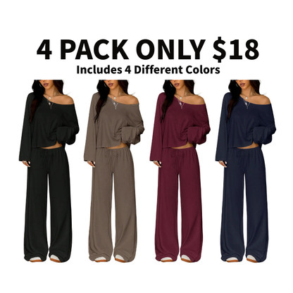 Women's Elegant Solid Color Loose-Fit Sleepwear Set