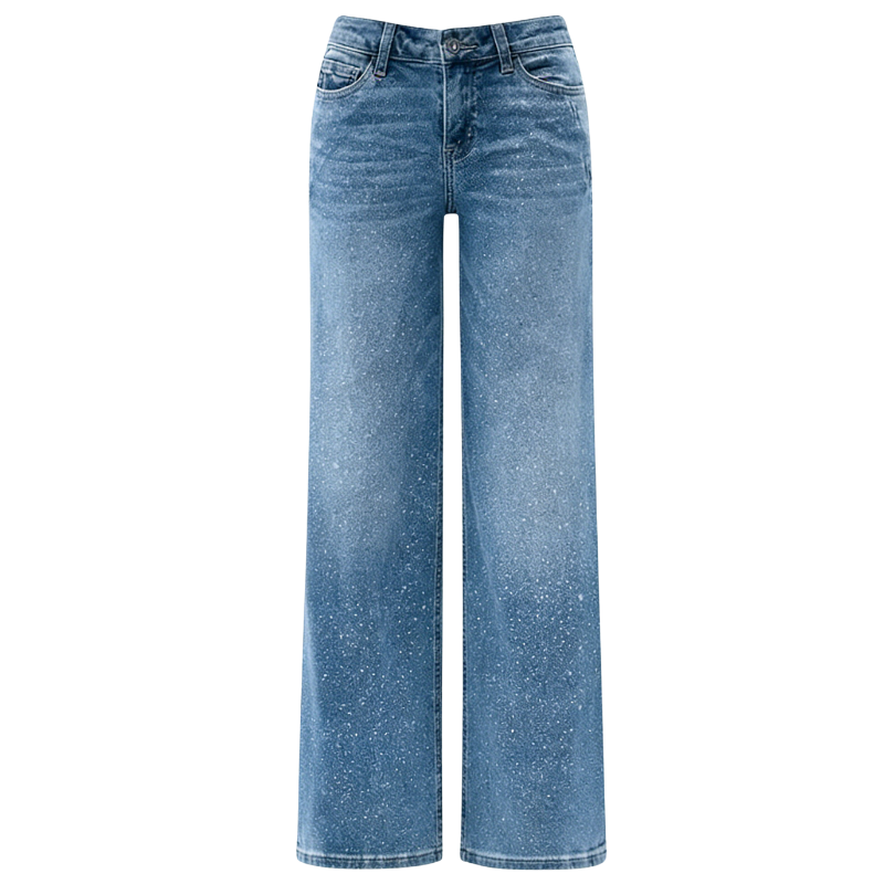 Women's Mid-Low Rise Relaxed Straight Wide Leg Jeans