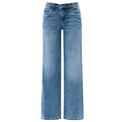 Women's Mid-Low Rise Relaxed Straight Wide Leg Jeans