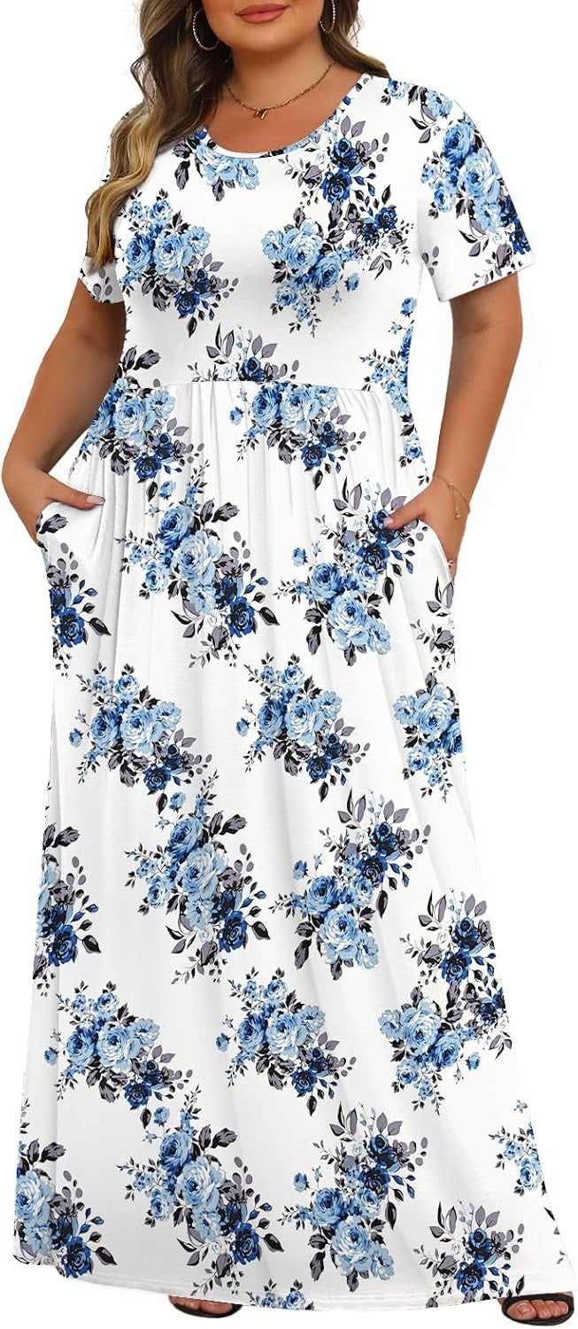Women's Plus Size Maxi Dresses for Curvy Women Casual Long Dress