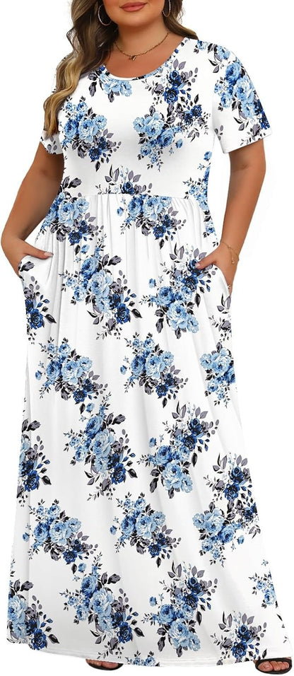 Women's Plus Size Maxi Dresses for Curvy Women Casual Long Dress