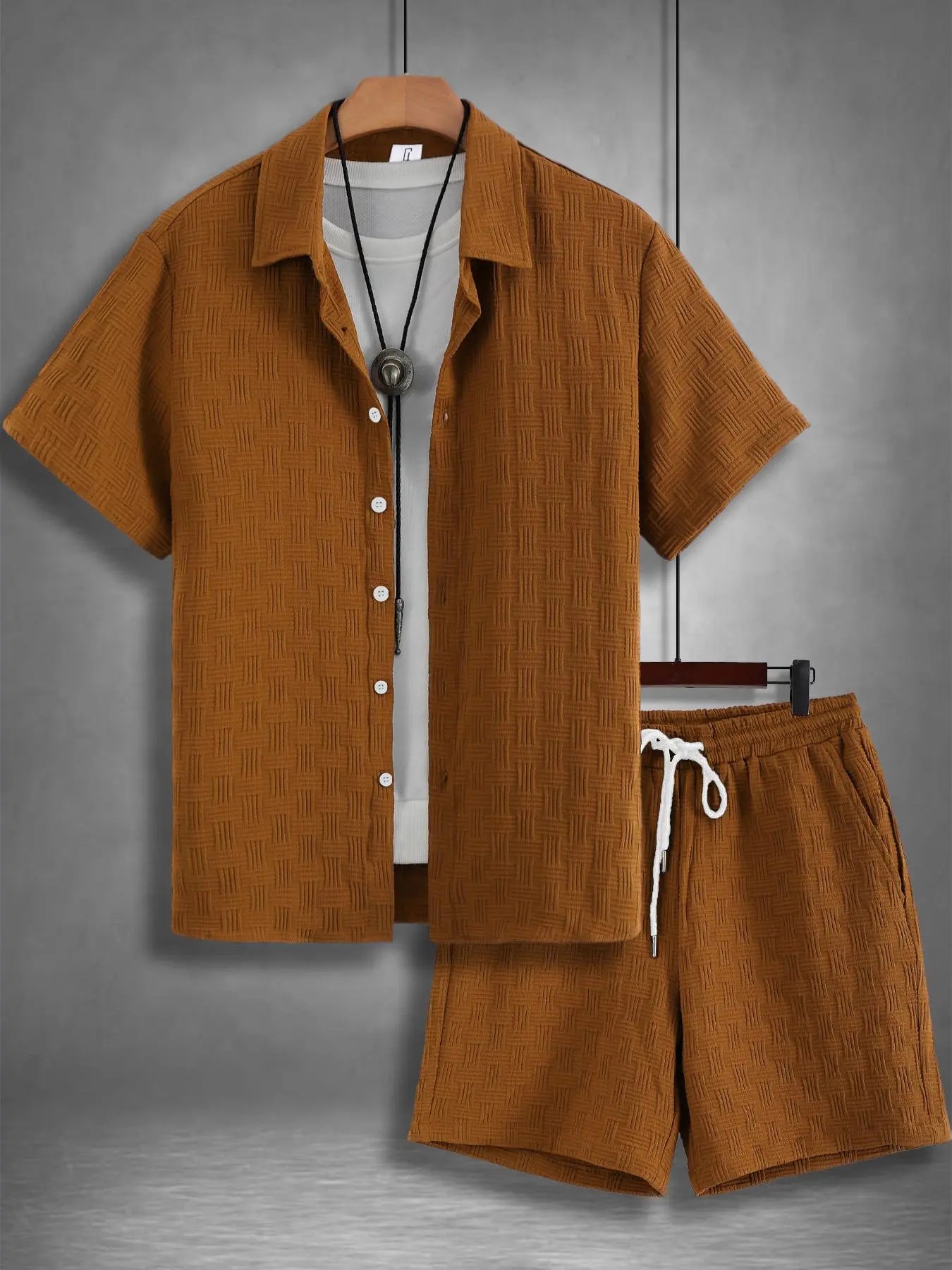 Men's Summer Beach Short Sleeve Two-piece Set