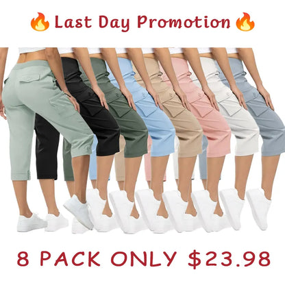 🔥Last day promotion🔥Womens Cargo Capris Lightweight Hiking Pants Shorts Cropped Cotton2
