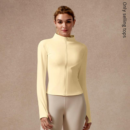 Womens Full Zip Long Sleeved Sports Jacket Slim Fit Quick Dry Stretch Fabric with Thumb Holes for Running Yoga Gym Workout Outfits Activewear
