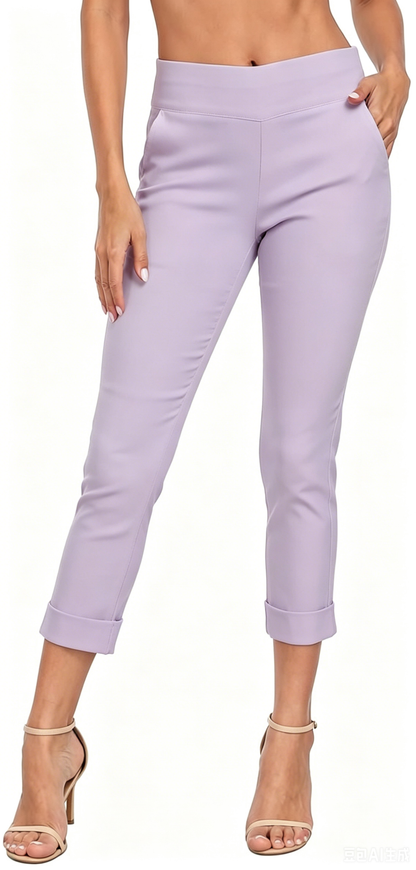 Women’s Capri Pants with Pockets Dressy Casual Stretch Trouser Straight Leg