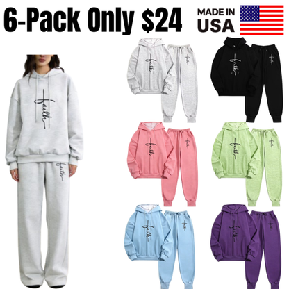 Women's Printed Hooded Top & Pants Set
