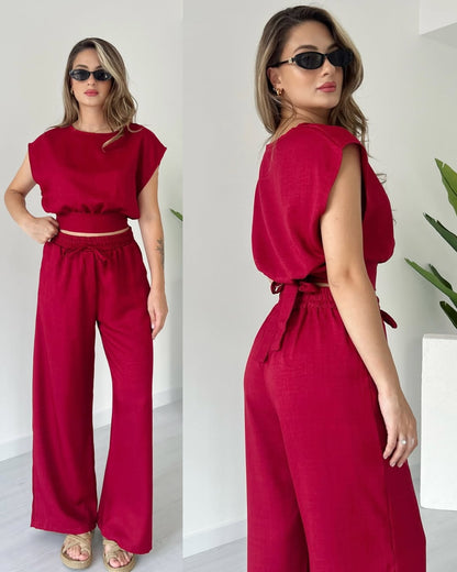 Casual And Comfortable Hollow Top & Pants Set