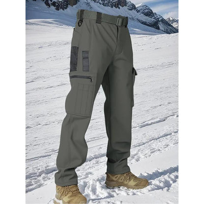 Men's Tactical Sport Pants, Multi-Pocket Windproof and Warm Fleece Pants