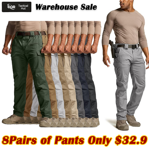 Men's Flex Stretch Tactical Pants, Water Resistant Ripstop Cargo Pants