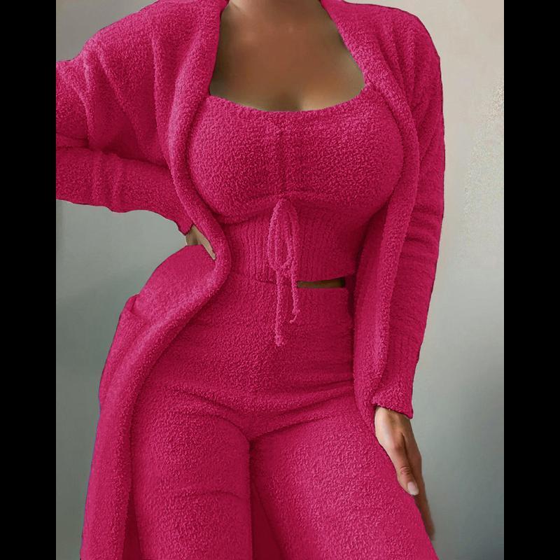 Women's Autumn Winter Solid Color Plush Lace