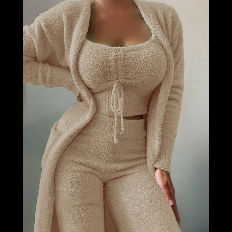 Women's Autumn Winter Solid Color Plush Lace