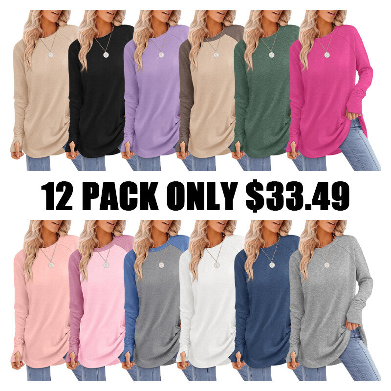 🎅Early Christmas Sale🎄Womens Long Sleeve Thumb Hole Shirts Tunic Tops to Wear with Leggings