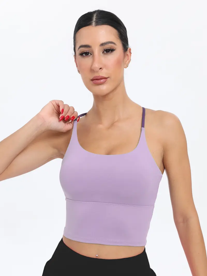 Sporty Women's Plain Criss Cross Sports Bra