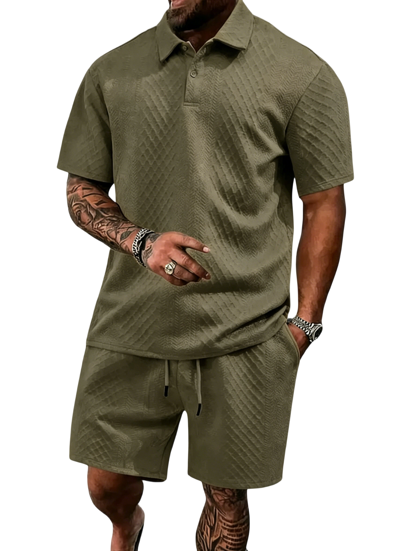 🔥Casual Summer Textured Polo Set