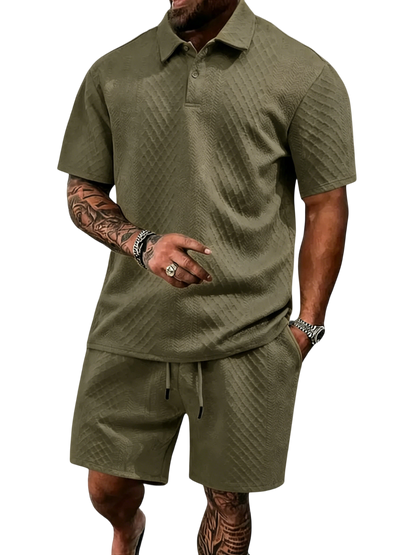 🔥Casual Summer Textured Polo Set
