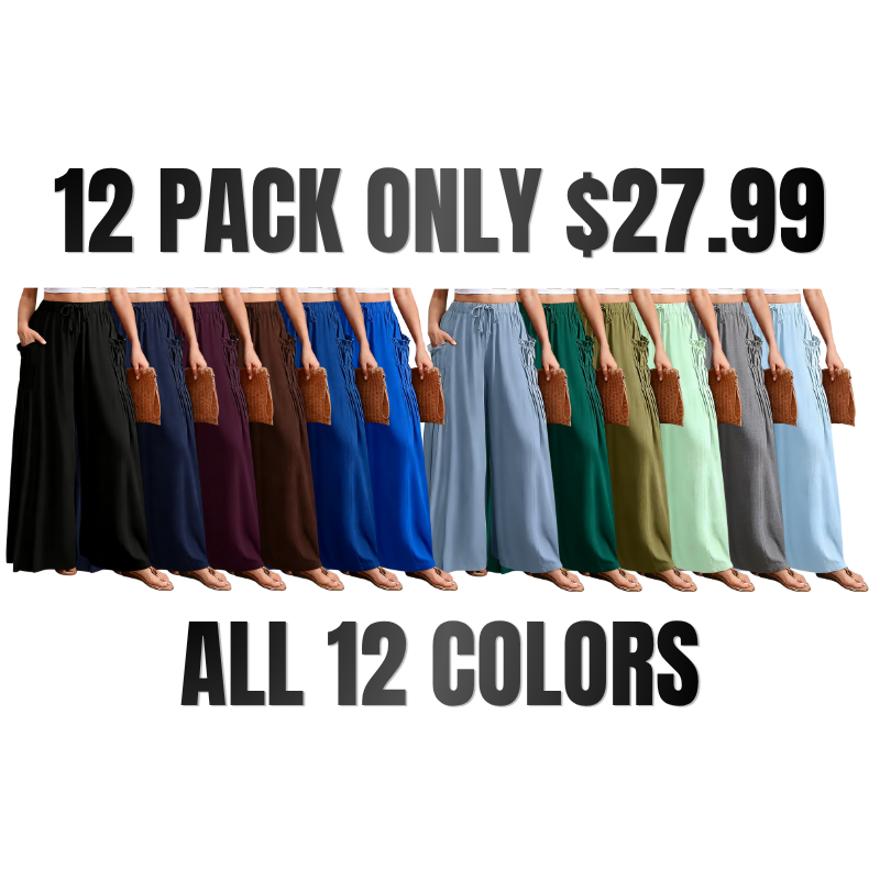 Women Casual Linen Blend Palazzo Pants