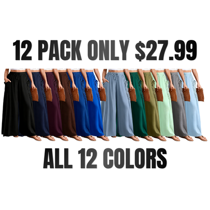Women Casual Linen Blend Palazzo Pants