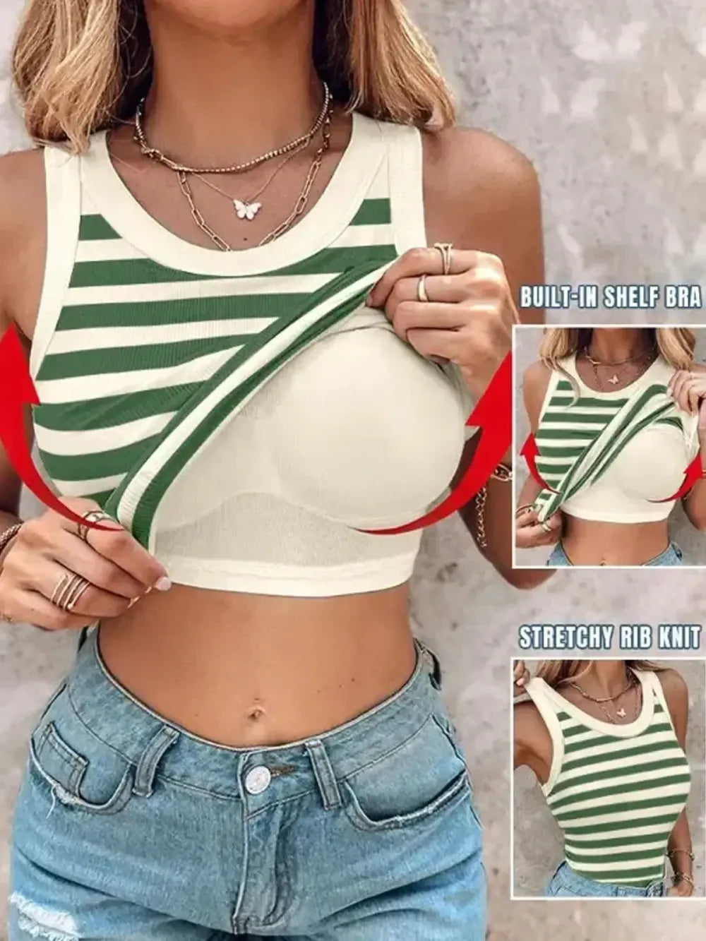 🔥 $24.99-Women's Ribbed Tank Tops with Shelf Bra