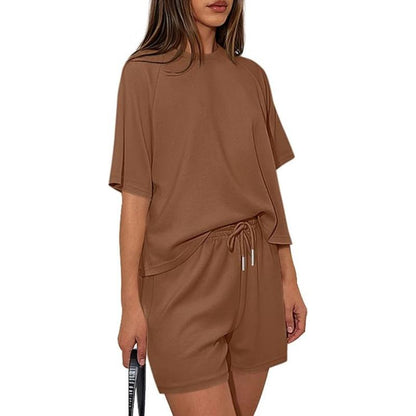 Women‘s Lounge Sets Short Sleeve Shirts Workout Tops Shorts Matching Clothing Summer Vacation Outfits